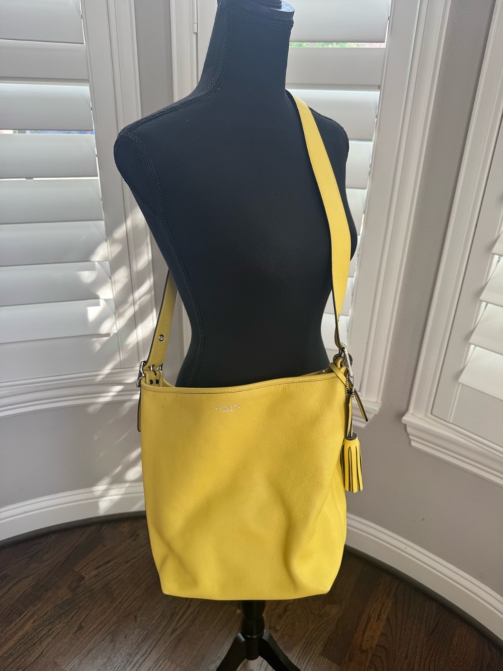 Coach Yellow Leather Crossbody Bucket Bag